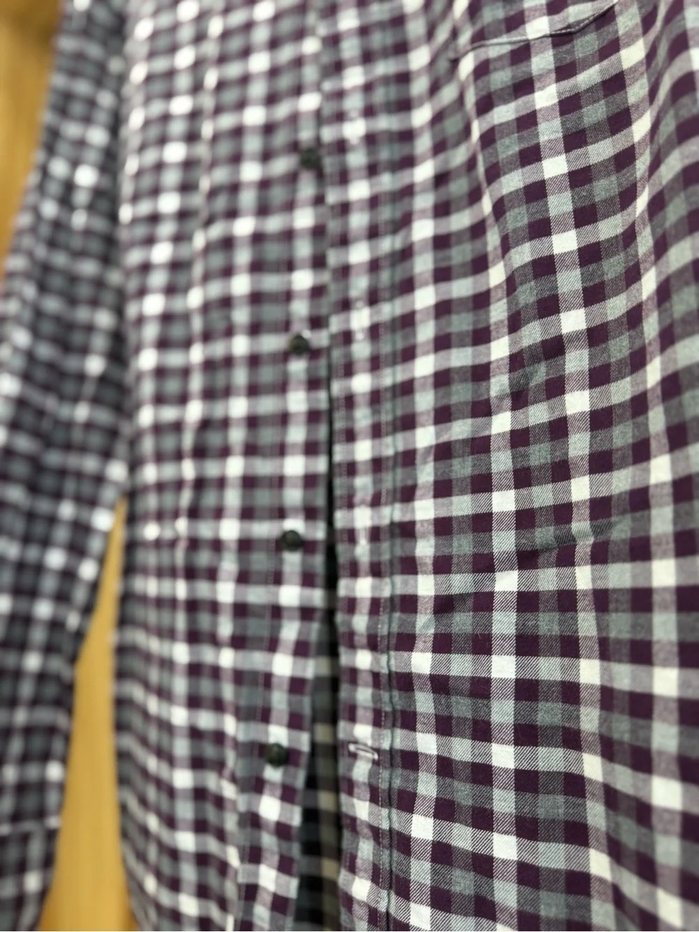 Banana Republic Men’s Purple and White Plaid Button-Down Shirt